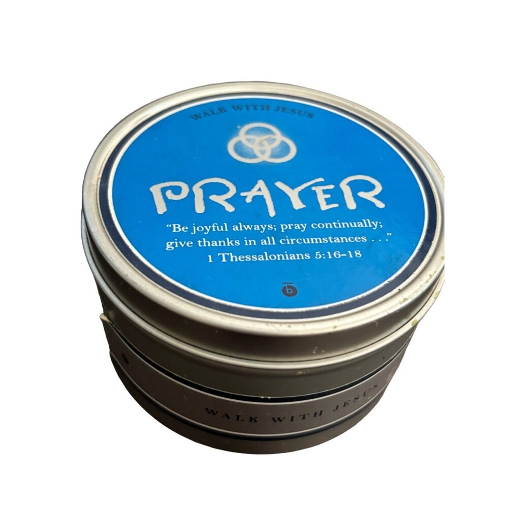 Walk With Jesus Prayer Candle New Vanilla Bean Scent Tin